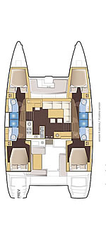 Plan: Yacht Charter Katamaran Lagoon 450 - T.Rex