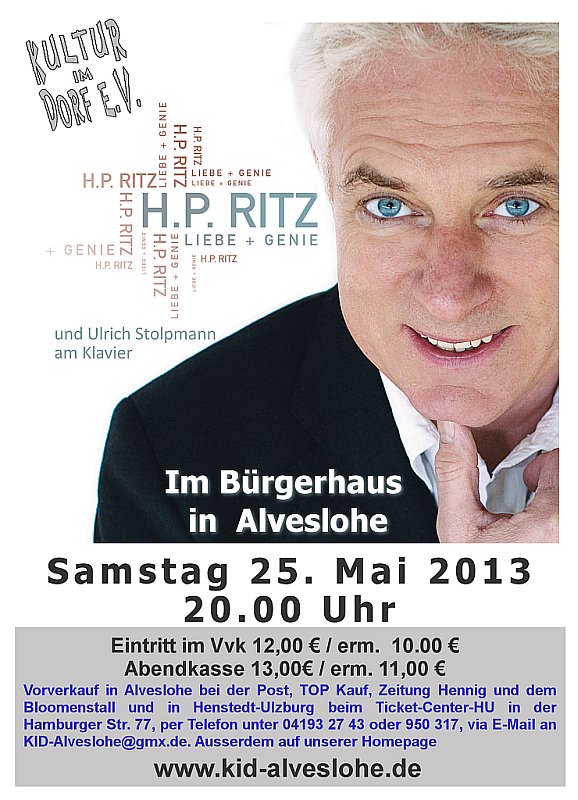 Hans-Peter Ritz am 25.5. 20.00 Uhr im Bürgerhaus in Alveslohe