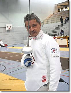 Fritz Dominik Buri in Fechtausr&uuml;stung