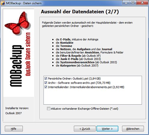 MOBackup - Outlook Datensicherung