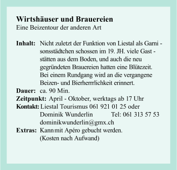 Wirtsh&auml;user und Brauereien in Liestal