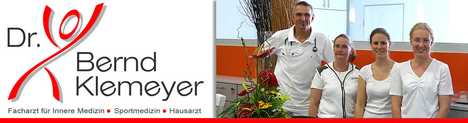 Hausarzt und Facharzt f&uuml;r Innere Medizin und Sportmedizin - Dr. med Bernd Klemeyer, Tespe. Weitere Fachbereiche: Reisemedizin und Tauchmedizin. Wir f&uuml;hren durch: Laborcheck, Sonocheck, Laktattest, Gesundheitscheck, Prostatacheck, Gef&auml;&szlig;check, Herzinfarktcheck und Magenspiegelung.