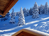 Blick vom Balkon der Skihütte