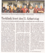 Tierklinik feiert den 15. Geburtstag