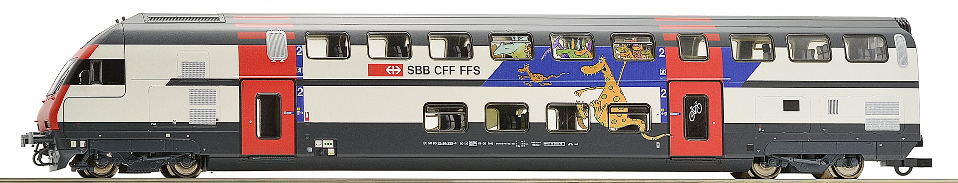 Roco 64856 - SBB Doppelstock-Steuerwagen mit Dinosaurier-Kinderabteil, Typ Bt, Ep. V-VI