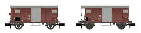Hobbytrain H24201, Spur N, SBB Güterwagen-Set, 2-teilig, 2x Typ K2, gedeckt, Ep. III, braun