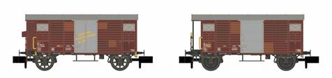Hobbytrain H24202, Spur N, SBB Güterwagen-Set, 2-teilig, 2x Typ K2, gedeckt, Ep. IV, braun