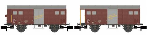 Hobbytrain H24251, Spur N, SBB Güterwagen-Set, 2-teilig, 2x Typ K3, gedeckt, Ep. IV, braun