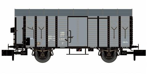 Hobbytrain H24252, Spur N, SBB Güterwagen, Typ K3, gedeckt, Ep. II, grau/schwarz