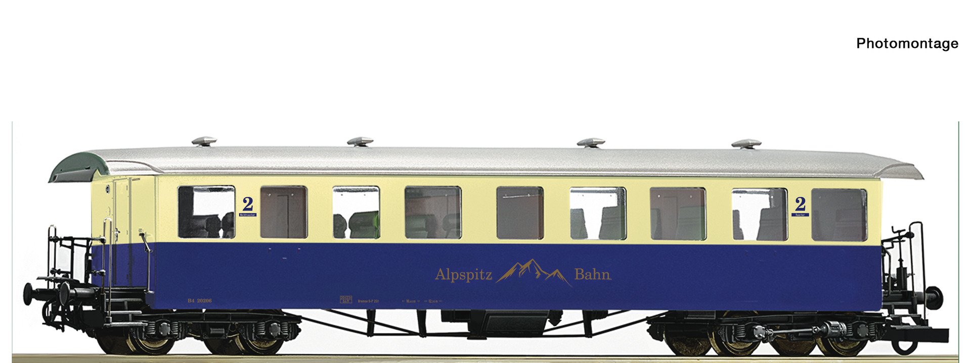 Roco 74507, Alpspitz-Bahn, Zahnradbahn-Personenwagen, 2. Klasse, creme/blau