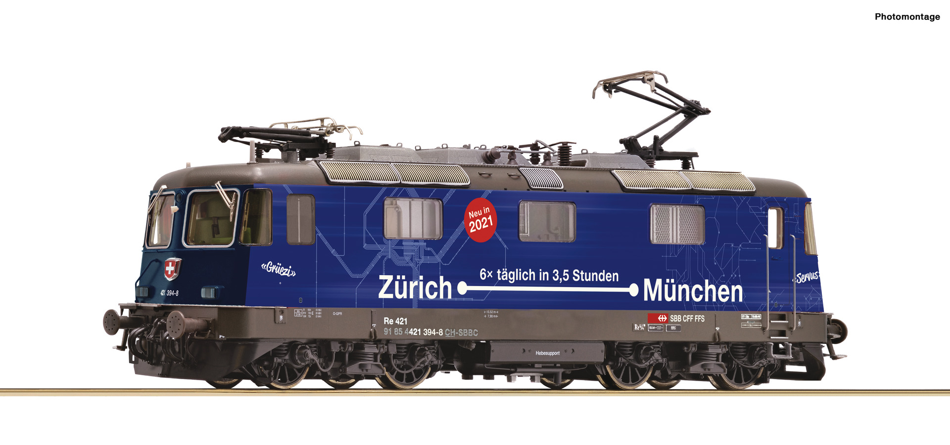 Roco 71407, SBB Elektrolokomotive 421 394-8 „Zürich–München“, DC, analog m. Schnittstelle