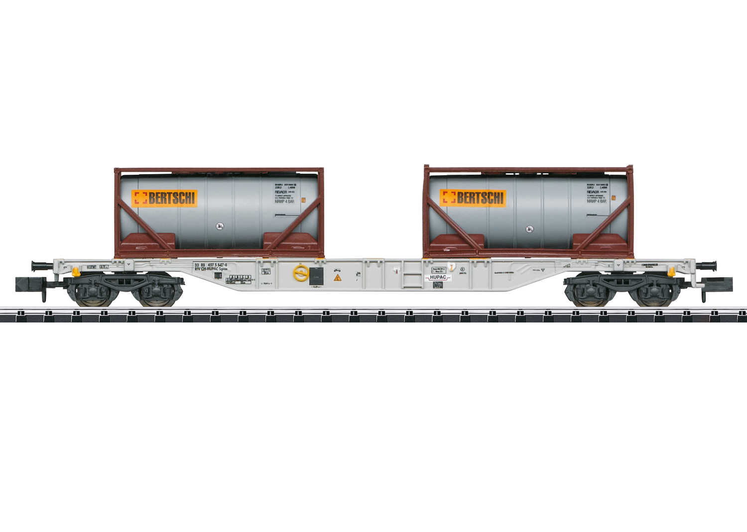 Minitrix 18490, HUPAC S.A. (CH-Chiasso), Containertragwagen, Bauart Sgns