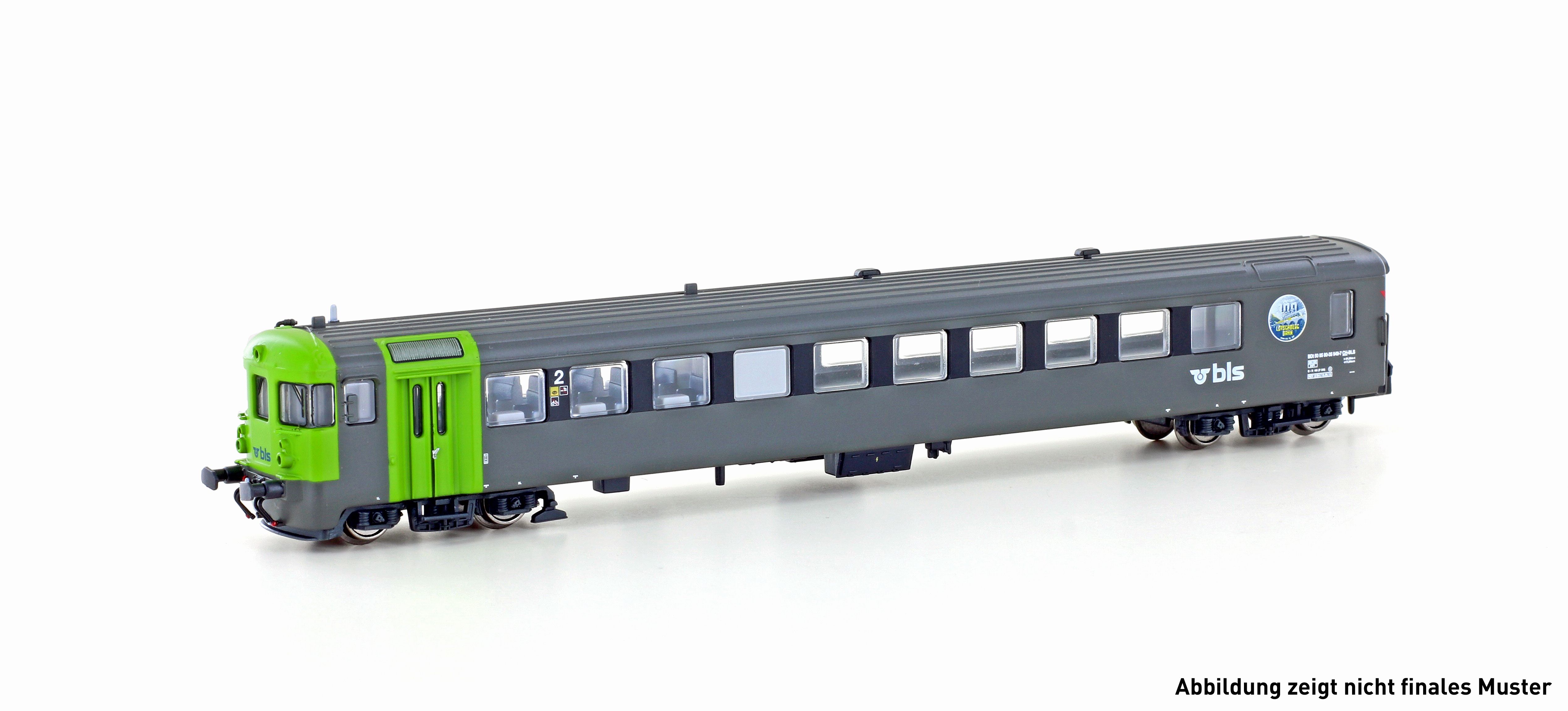 Hobbytrain H23946, Spur N, BLS Autoverlad-Steuerwagen BDt, Ep.V-VI, 100 Jahre, grau/grün