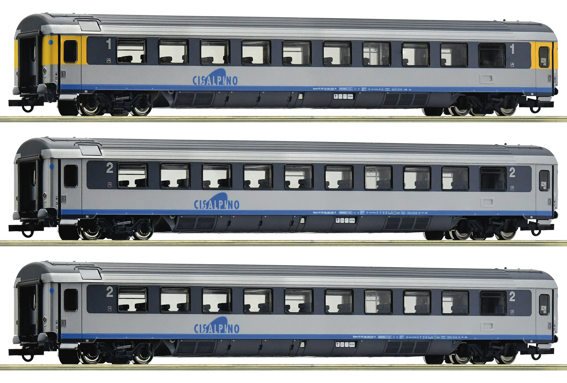 Roco 6200032, CIS Cisalpino Personenwagen-Set 1, 3-teilig, Ep. V