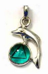 Tachyonisierter Delphin-Anhänger Emerald Sterling Silber