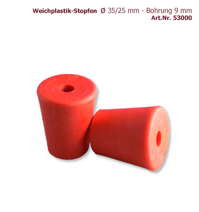Weichplastik-Stopfen – Ø 33/25 – Bohrung 9 mm
