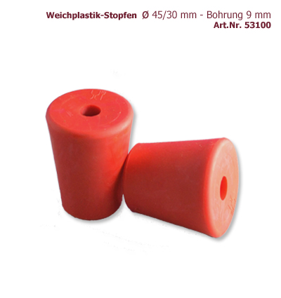 Weichplastik-Stopfen – Ø 45/30 – Bohrung 9 mm