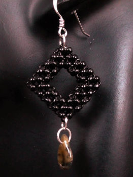 BOUCLES GOUTTE D'EAU ET LOSANGE D'AGATE