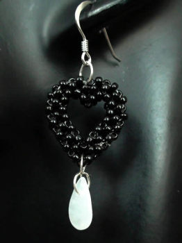 BOUCLES GOUTTE D'EAU ET COEUR D'AGATE