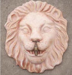 FONTAINE MURALE TETE DE LION EN TERRE CUITE