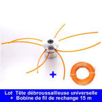 Lot comprenant 1 t�te de d�broussailleuse universelle et 1 bobine de fil GREENTECH