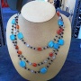Collier mit Aquamarin, Rauchquarz, Carneol und Rosenquarz