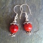 Ohrh�nger Koralle rot mit Silber