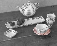 Gmundner Keramik - Unterteller Teetasse, rot geflammt