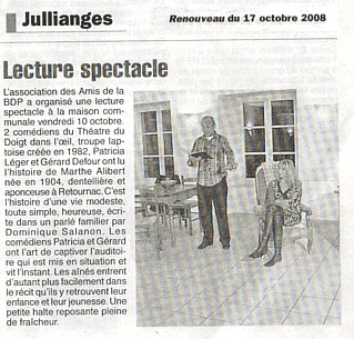 extrait article de presse du RENOUVEAU du 17 octobre 2008