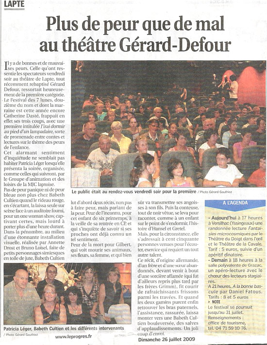 Babeth Cultien recits sur nos peurs