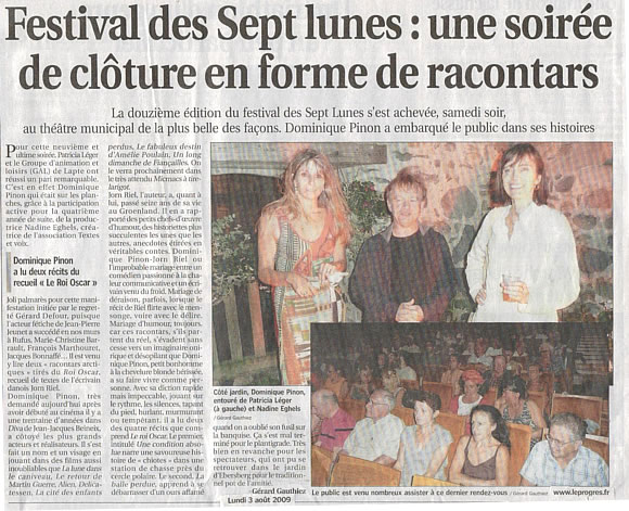 Dominique PINON avec les r&eacute;cits du roi Oscar entour&eacute;e de Patricia L&eacute;ger et Nadine Eghels