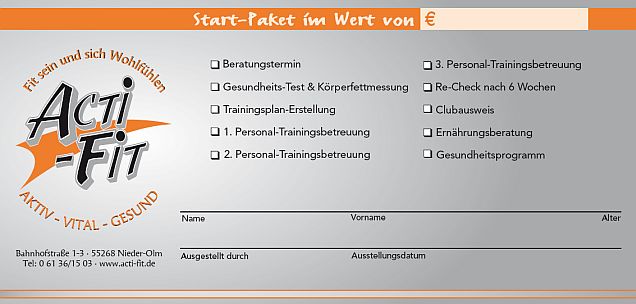 Start-Paket mit umfassender Betreuung im Fitness-Club Acti-Fit: Mehr als nur ein Fitness-Studio in Nieder-Olm (Mainz)