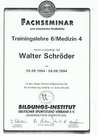 Diplom Fachseminar Trainingslehre 6 / Medizin 4 des Deutschen Sportstudio Verband e.V.