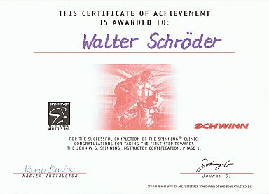 Zertifikat Spinning Instructor für Spinning-Kurse auf Schwinn Spinning-Bikes