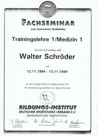 Diplom Fachseminar Trainingslehre 1 / Medizin 1 des Deutschen Sportstudio Verband e.V.