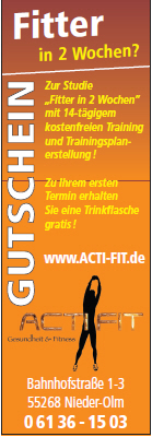 Fitmess-Studie fitter in zwei Wochen im Acti-Fit Fitmess-Studio, Nieder-Olm, das Fitnessstudio bei Mainz