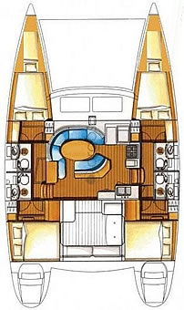 Plan: Yacht Charter Katamaran Lagoon 410 S2 - Dora