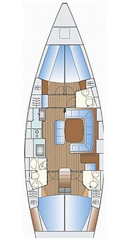 Plan: Yacht Charter Kroatien Segelyacht Bavaria Cruiser 47 | White and Green