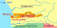 Gambia mitten in Senegal entlang dem Gambia River