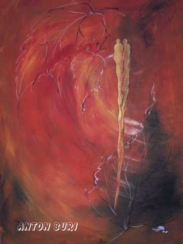 Herbstliebe. Malerei im Gouache auf Leinwand. Anton Buri, Kunst + Architektur, Lohn - Ammannsegg, Schweiz