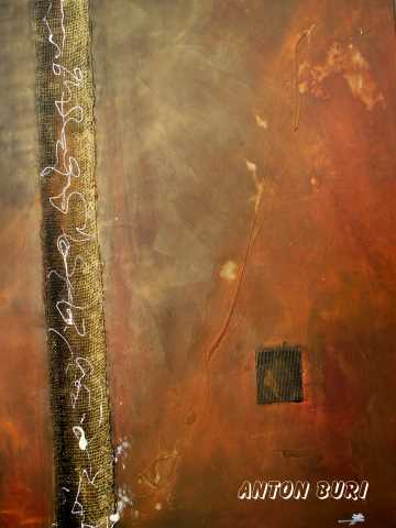 Gefangen, Acrylbbild in braun und beige T&ouml;nen, dieses Bild war an der Ausstellung Kunstkreuz in Berlin, Anton Buri Kunst + Architektur, Lohn - Ammannsegg, Schweiz