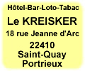 h&ocirc;tel bar tabac le kreisker saint-quay portrieux