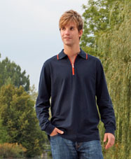 Men Polo-zip langarm