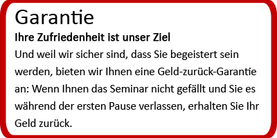 Geld zurück Garantie