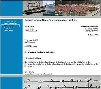 Bewerbungshomepage Vorlage individuell f&uuml;r Architekt