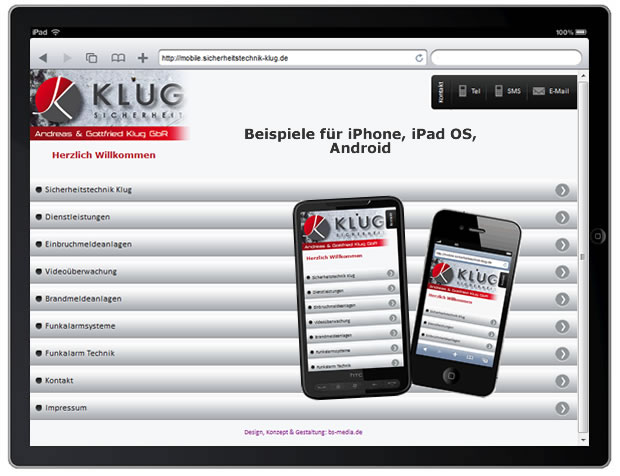 Website für mobile Smartphone