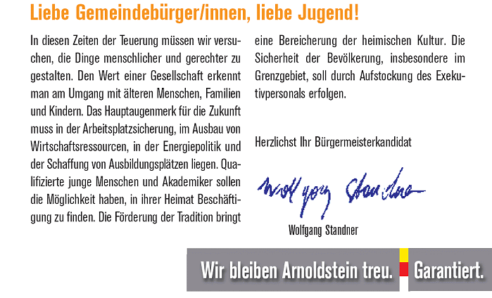 Brief an die Gemeindeb&uuml;rger/innen und Jugend!