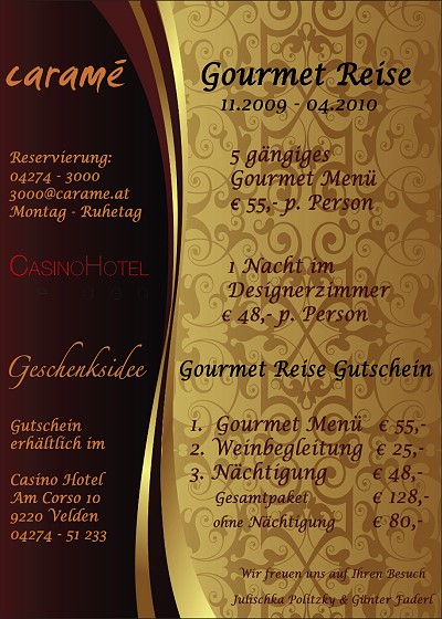 Gormet Reise - Gutschein - Geschenksidee