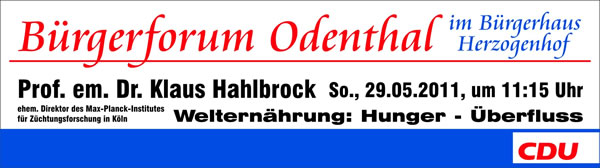 B&uuml;rgerforum Odenthal am 29. Mai 2011 mit Prof. em. Dr. Hahlbrock