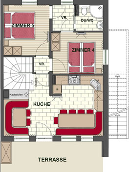chalet for 12 - 14 persons, ski hut with apartments and sauna in Hochkrimml at Zillertal - winter holiday, skiing at Zillertal Area - upper floor - Typ B